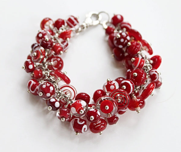Red Cluster Bracelet
