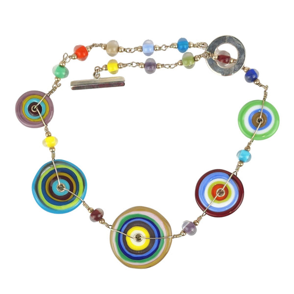 Colorful Flat Disk Necklaces