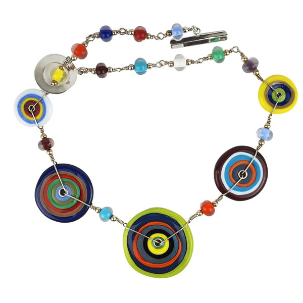 Colorful Flat Disk Necklaces