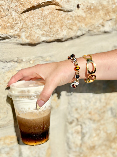 Animal Print Glass Pearl Bracelet
