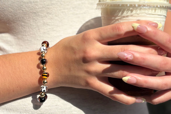 Animal Print Glass Pearl Bracelet