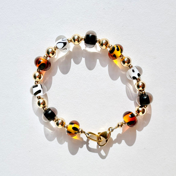 Animal Print Glass Pearl Bracelet