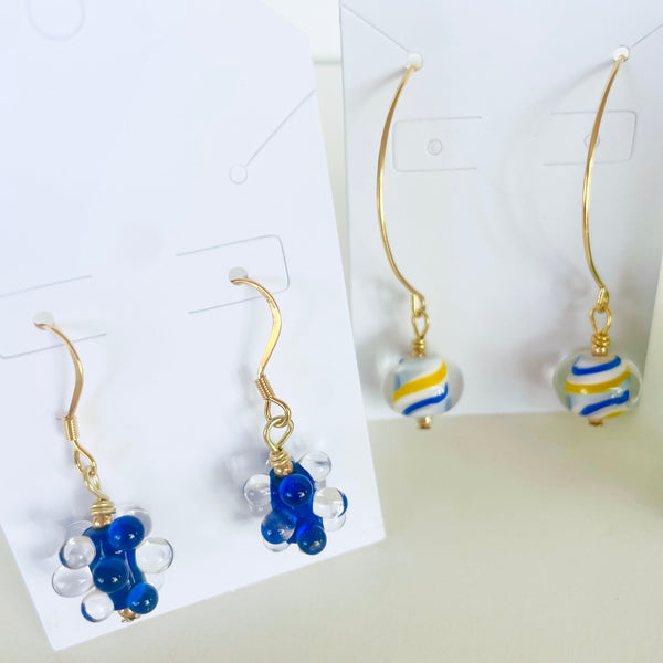 Blue Earrings with Gold Accents