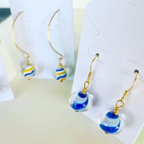 Blue Earrings with Gold Accents