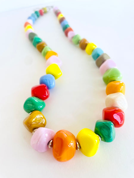 Multicolor Geometric Necklace
