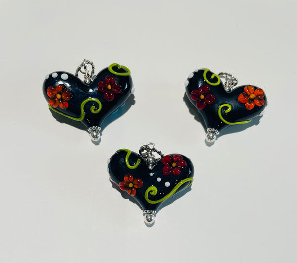 Floral Black Heart
