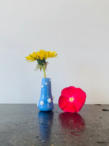 Custom Dandelion Vase - Blue with White Dots