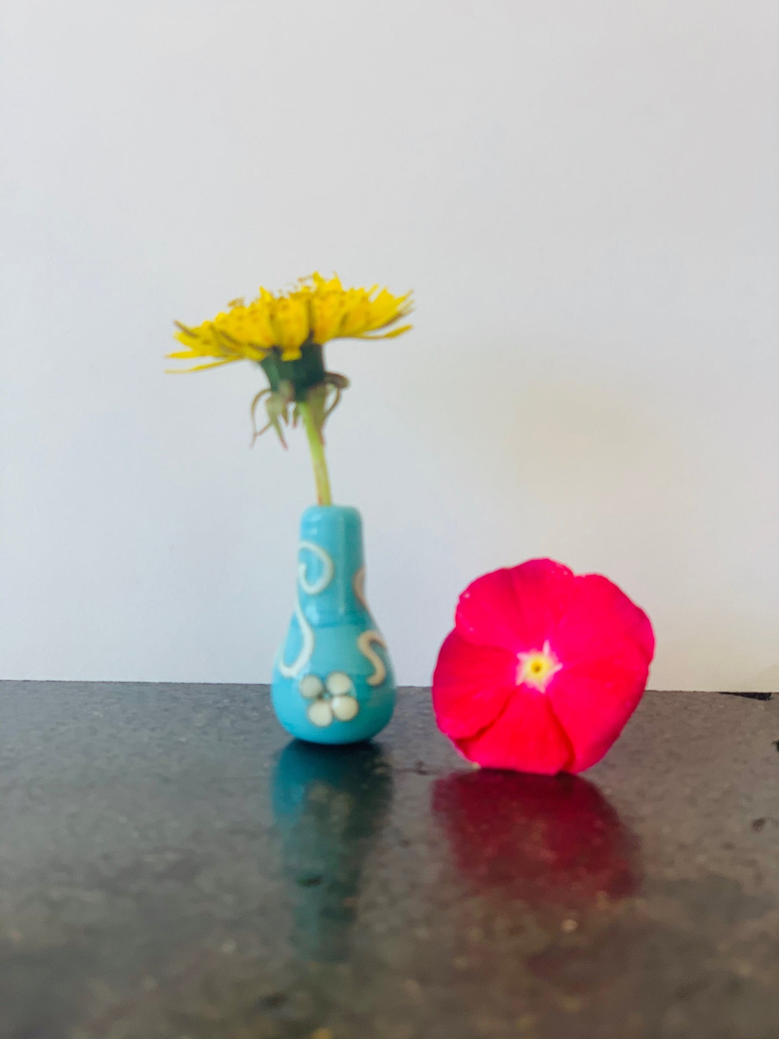 Custom Dandelion Vase - Turquoise Swirl