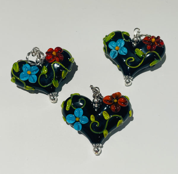 Black Floral with Leaves