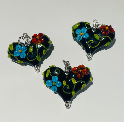 Black Floral with Leaves