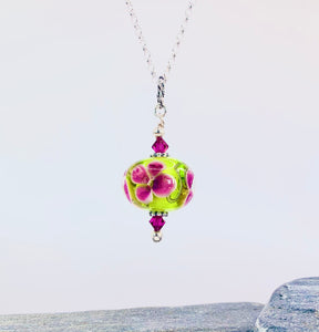 Floral Pendant in Hot Pink