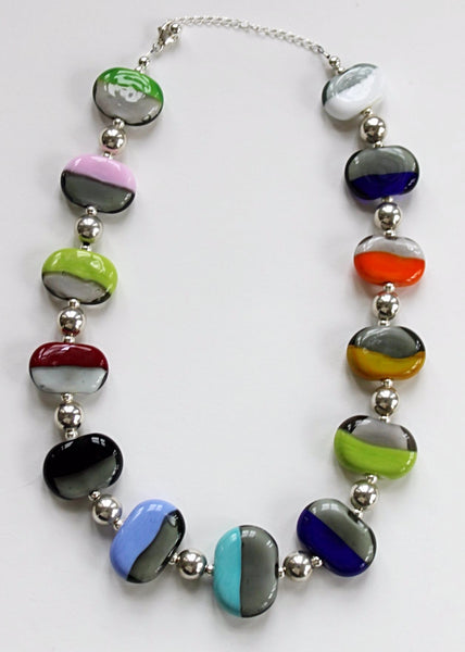 Flat Colorful Disk Necklace