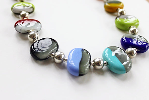 Flat Colorful Disk Necklace