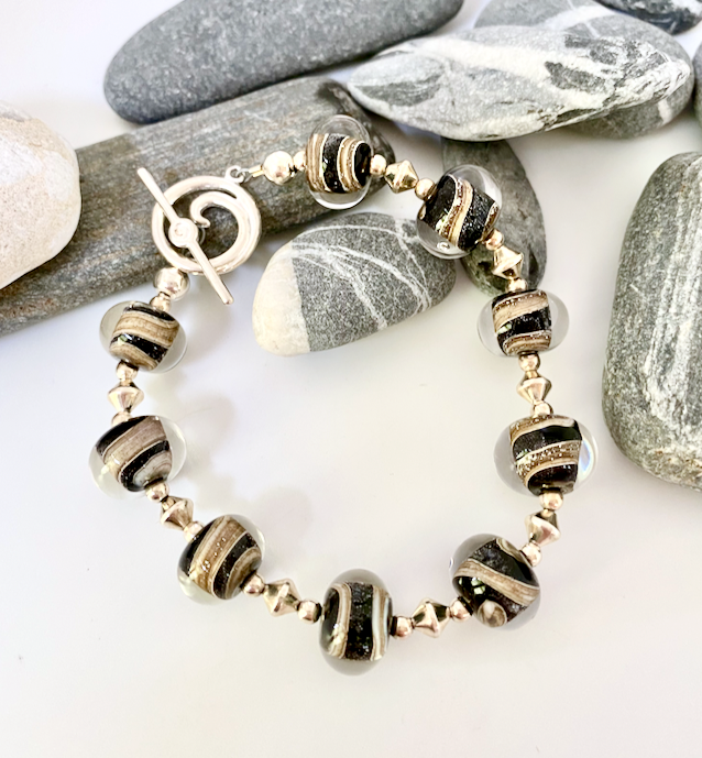 Gold and Black Swirl Bracelet