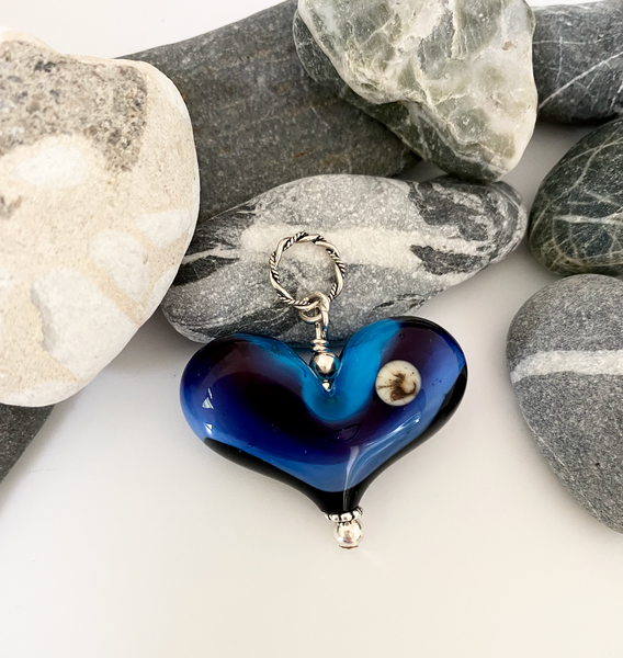 Mountains at Dusk - Small or Large Heart, Round Pendant