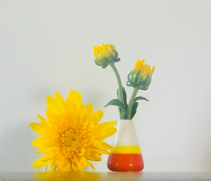 Custom Dandelion Vase - "Happy Fall" Red and Orange