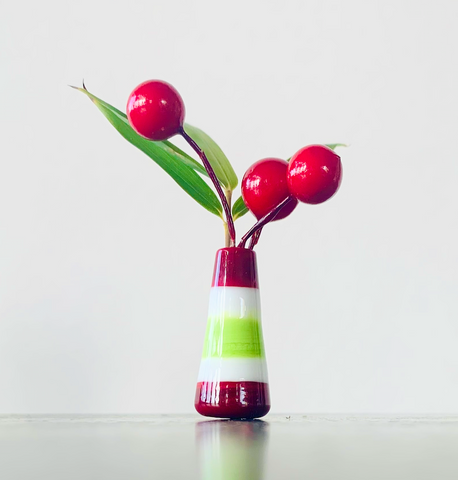 Custom Dandelion Vase - Holiday Red, White, and Green