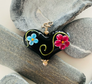 Floral Black Heart