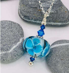 Floral Pendant in Blue & Turquoise