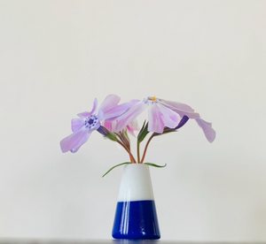 Dandelion Vase - Navy Blue and White Colorblock