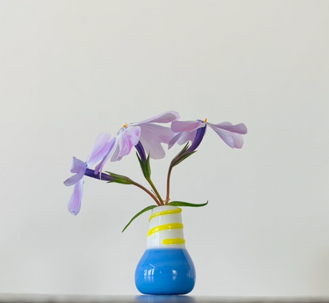 Dandelion Vase - Blue with Yellow Swirls