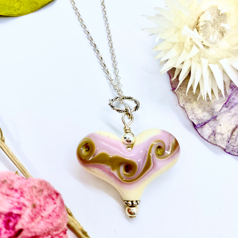 Pink and Cream Textured Swirl Heart