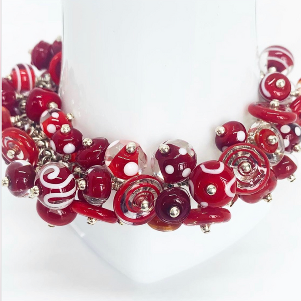 Red Cluster Bracelet
