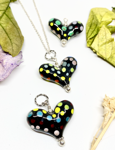 Happy Polka Dot  Black Hearts