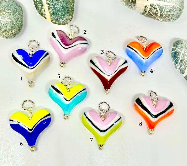 Colorful Stripe Hearts
