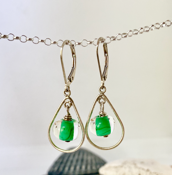 Glass Pearl Earrings - Teardrop