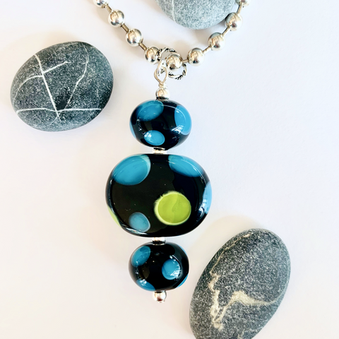 Triple Pendant in Blue and Green