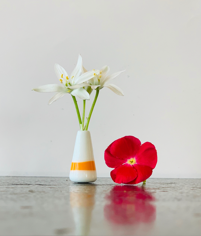 Custom Dandelion Vase - White and Orange