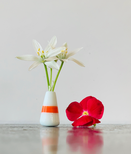 Custom Dandelion Vase - White and Orange