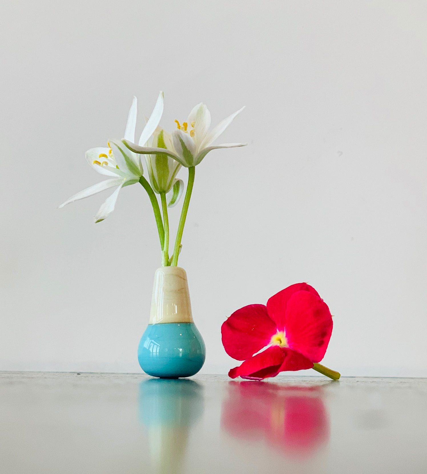 Custom Dandelion Vase - Turquoise & Cream