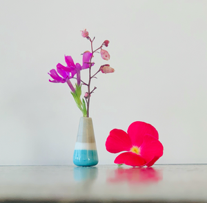 Custom Dandelion Vase - White, Grey, and Blue
