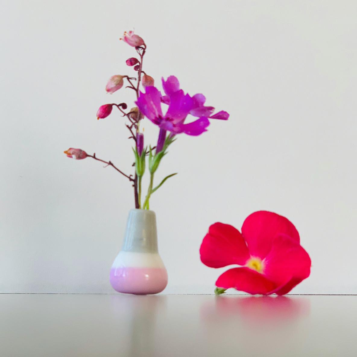 Custom Dandelion Vase - White, Grey, and Pink