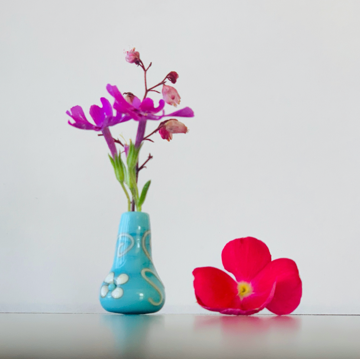 Custom Dandelion Vase - Turquoise Swirl and Flower Pattern