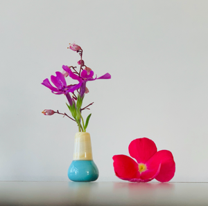 Custom Dandelion Vase - Turquoise and Cream