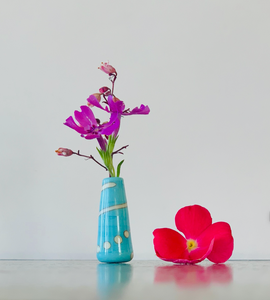 Custom Dandelion Vase - Turquoise and Cream Pattern