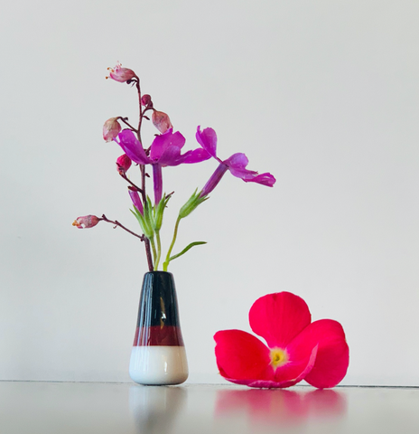 Custom Dandelion Vase - Burgundy, Black and White