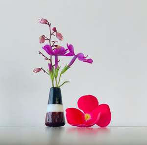 Custom Dandelion Vase - Burgundy, Black and White