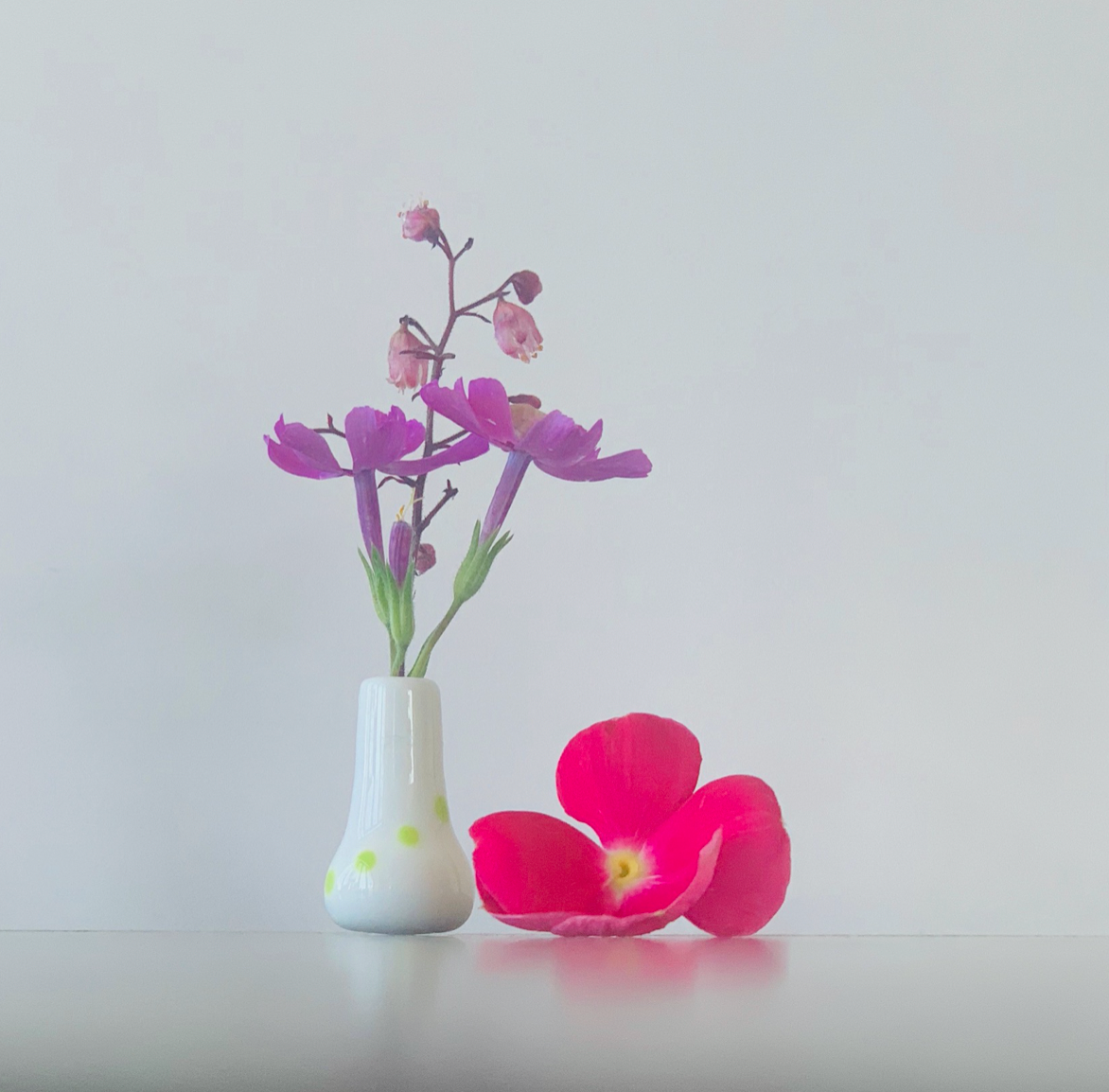 Custom Dandelion Vase - White with Green Polka Dots
