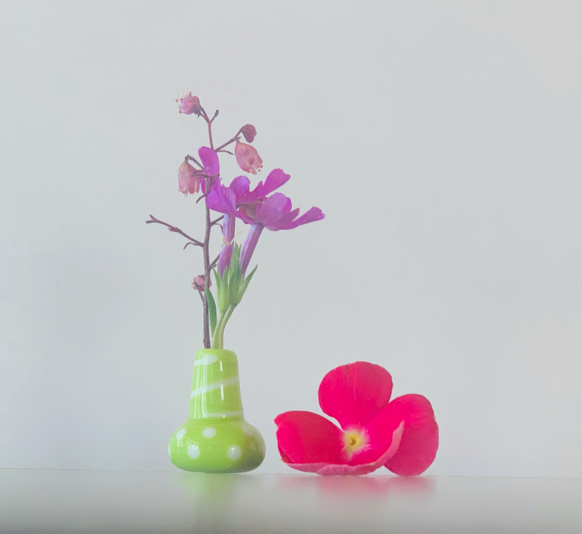 Custom Dandelion Vase - Green with White Design