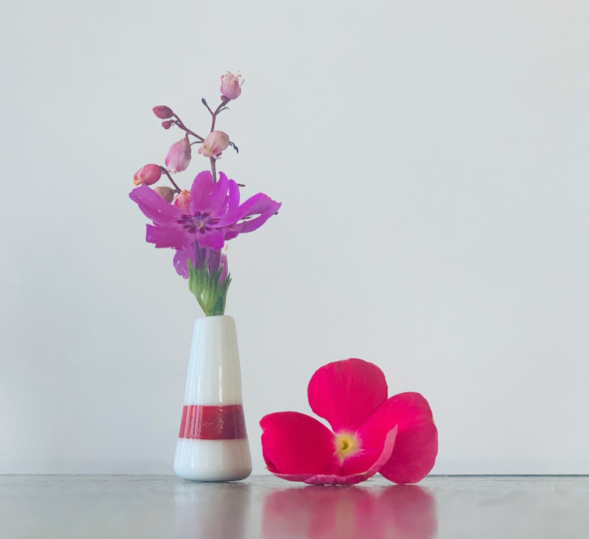 Custom Dandelion Vase - White and Red