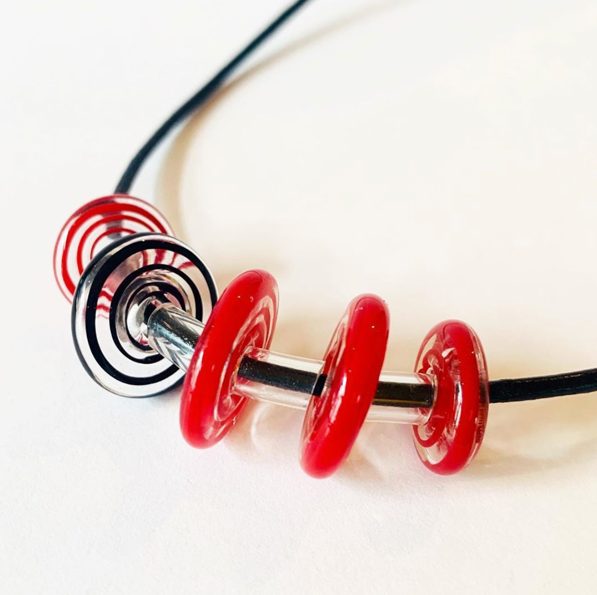 Black and Red Floating Necklace