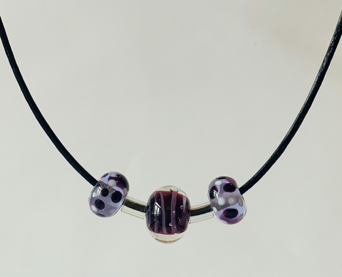 Floating Necklace in Purples and Blacks