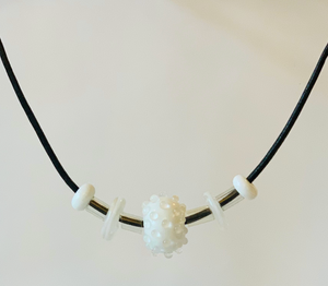 Floating Necklace - White with Clear Bumps