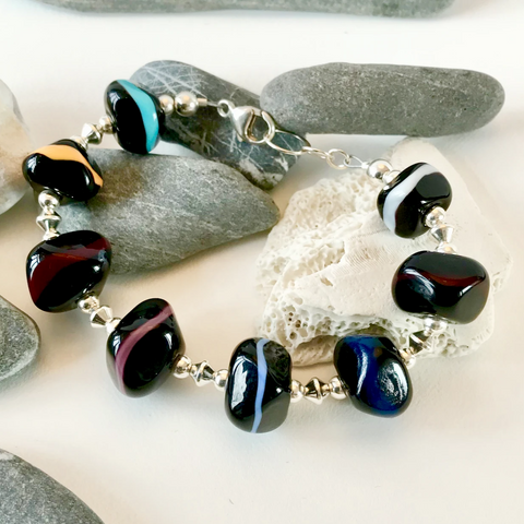 Striped Geometric Bead Bracelet